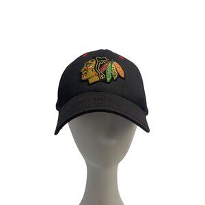 Chicago Blackhawks Baseball Cap NHL Old Time Hockey Black Hat One Size